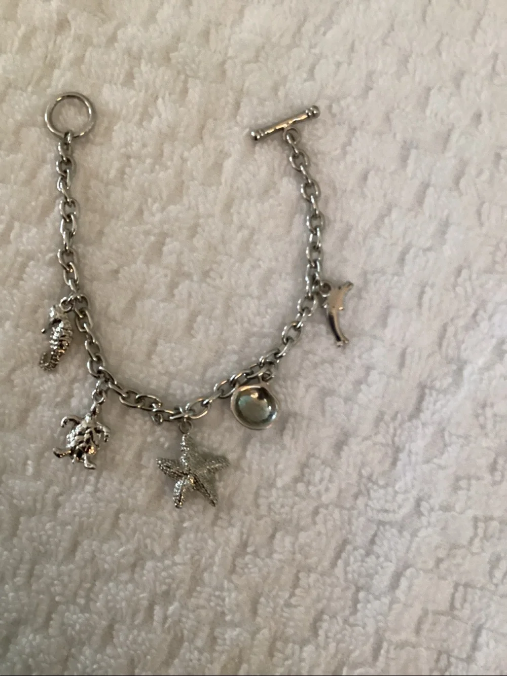 Silver Nautical Ocean Themed Charm Bracelet